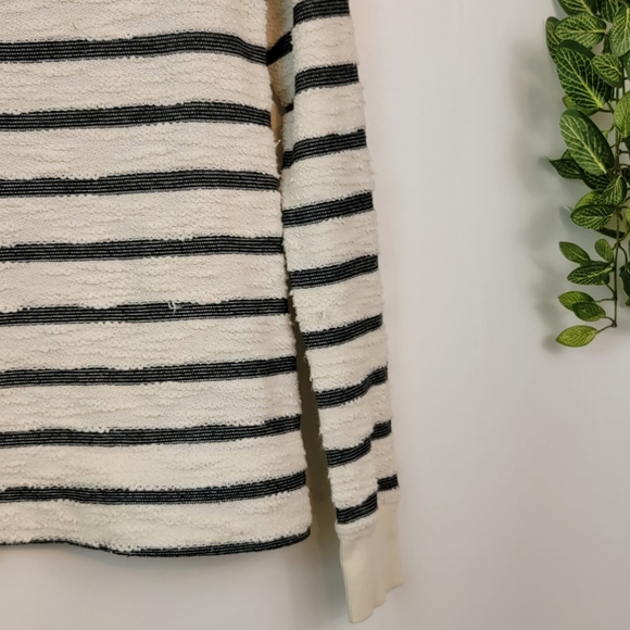 Merona Pulled Knit Striped Crewneck Pullover Cotton Blend Sweater Black & white - Picture 9 of 11